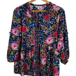 Pioneer Woman Embroidered‎ Floral Tunic Top Medium Multicolor Peasant Boho Chic Blue Photo 0