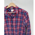 J. Crew Factory Red Blue Plaid Button Down Shirt Boyfit Cotton Women Size Small Photo 3