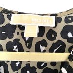Michael Kors  Animal Print Short Sleeve Belly Opening Blouse Top Sz L Photo 2