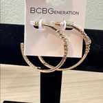 BCBGeneration Gold and Silver Crystal Pave’ Hoop Earrings Photo 2