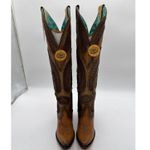 Corral Western Leather Yellow Artisan Denim Embroidery OTK Stud Boot A4701 8 Photo 6