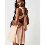 Free People NEW  Peach Blissful Breeze Gauzy Tie Back Sundress Size Medium Photo 1