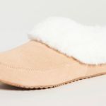 Sorel Women’s Go Coffee Run Slippers Tan Suede Leather Fur Slip On Shoes Nwt Photo 1