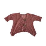 Lulu B Cardigan Top M Mesh Button Cover Up Sheer Asymmetrical Lagenlook Artsy Pink Size M Photo 1