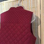 J.Jill Burgundy Red Zip Front Heavy Quilted Puffer Vest Button Pockets Medium Photo 10
