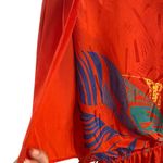 Vintage 70s 80s Red Flutter batwing Sleeve blouse geometric print party dress Size XL Photo 4