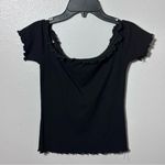 Iris basic  Women Black Ribbed Off Shoulder Top size Small. Photo 1