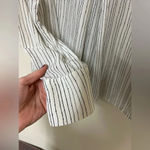Ecru  100% Silk Black and White Striped Shirt Size L Photo 6