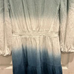 Universal Threads Universal Thread Small Dress Tie-Dye Blue Ombré Long Sleeve‎ Tiered Cotton Gauze Photo 1