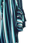 Speed Limit Blouse Womens 3X Blue Teal White Stripe Ruffles Sleeve Sheer NWT Photo 1