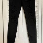 American Eagle  Jeans Curvy Distressed High Rise Jeggings Black Size 2 Photo 2