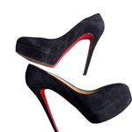 Christian Louboutin - Bianca 140 Black Suede Platform Pumps Sz 40.5 Photo 8