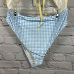 AQUA One-Piece Swimsuit Cut-Outs Checkered Cornflower Blue & Yellow XL NWT Photo 7