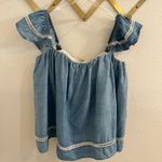 Lovers + Friends  Life’s a beach Denim Top Small Revolvee Off the Shoulder Photo 6