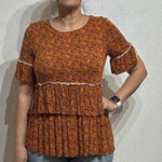 Matilda Jane  Orange Floral Give Thanks Tiered Tunic Sz S Photo 0