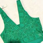 Aerie NWT  Holiday Green Floral Lace Ribbed Bralette Crop Top - Size: Medium Photo 1
