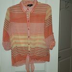 BCX πππBOGOHO πππβTie Front Sheer Button Down Blouse Photo 4