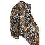 Kasper 2X Animal Print Sheer Chiffon Open Front Cardigan Lightweight Blouse Top Brown Size XXL Photo 1