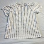 Madewell XXS Stripe White Blouse Short sleeve V-Neck Boho Light Academia Top Photo 5
