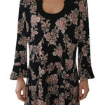 White House | Black Market Scoop Neck Belled sleeve Artsy Floral Tunic EUC Size M Photo 0
