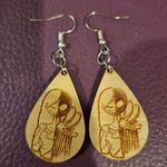 Handmade Nightmare Before Christmas wooden Sally and Jack Skellington earrings Brown Photo 0