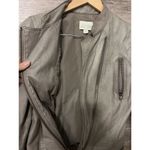 Hinge  Gray Leather Full Zip Moto Jacket Small Short Grunge Fitted Biker Photo 5