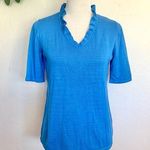 Premise Royal Blue Ruffle Collar V-Neck Sweater M Photo 0