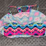 California Waves  medium womens rainbow flounced padded bikini top multicolor NWT Photo 1