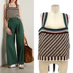 Veronica Beard Livina Striped Cotton Tank Top Crochet Knit Multicolor Size XL Photo 1