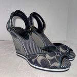 Coach Vintage Tawney Wedge Espadrilles Platform Y2K Sandals Monogram Blue Denim Photo 3