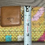 Fossil NWOT Long Bifold Wallet Weave Design Yellow Brown Photo 11