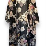 Cozy Rozy sz S Women Sheer Black Floral Open front Kimono Sweater Boho Feminine Pink Photo 0