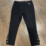 Michael Kors MICHAEL Black Ponte Cropped Ankle Pants Lace Up Hem Gold Grommets 8 Photo 1