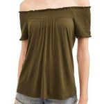 No Boundaries  Womens Size Large 11-13 Juniors Smocked Peasant Top Dark Olive New Photo 0