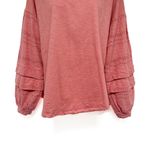 Anthropologie Umgee Tiered Eyelet Balloon Sleeve Long Sleeve Blouse Top Dusty Pink Small Photo 3