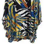 Alberto Makali  Safari Tribal Animal Print Kimono Blouse Swim Coverup Size M Photo 7