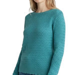 LL Bean Large Sweater Teal Textured Knit Crew Neck Long Sleeve Cotton 1702 Green Photo 0