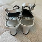 Women's Light Grey/White Leather Slingback Heels White Size 8 Photo 2
