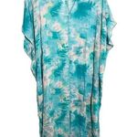 Johnny Was Calme Dress V-Neck Kaftan Maxi Turquoise Tie Dye Size Small / Medium Photo 0