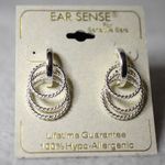 NWT Trendy Ear Sense Silver Tone Triple Layer Drop Dangle Post/Stud Y2K Earrings Photo 0
