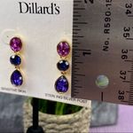 Dillard’s Tri Color Dangle Chandelier Earrings Pink Blue Purple Blue Photo 4