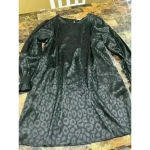 JODIFL  Satiny Black Animal Print Dress with Gathered Wrist and Pockets size L Photo 1