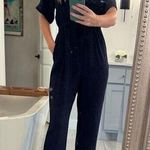 THAKOON COLLECTIVE Navy Short Sleeve Collared Front Button Jumpsuit Size 6 Blue Photo 12