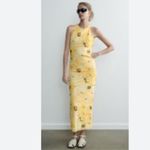 ZARA NWT  BOGGERS FAV TULLE FLORA RUCHED MIDI / MAXI DRESS YELLOW SMALL Photo 1