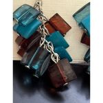 Macy's ‎ Dangle Earrings Colorful Cubes Blue Brown Photo 3