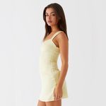 Peppermayo NWT Exclusive Odette Satin Mini Dress Butter Yellow US 14 Photo 2