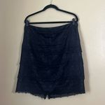 Larry Levine Stretch Black Layered Lace Skirt with Back Slit Sz 16 Office Work Photo 0