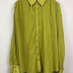 Beivy Green Crinkle Long Sleeve Button Up Collared Lightweight Blouse Top Size L Size L Photo 0