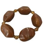 Vintage Estate Retro 80s Chunky Amber Brown Marbled Beaded Stretch Bracelet OSFM Photo 7