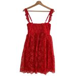 Anthropologie  Ruffle Strap Corset Lace Mini Dress Lipstick Red Size XS NEW Photo 4